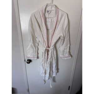 Malibu Luxxe Women's Cover Up Robe White Pink ONE SIZE Bamboo NWT Bridesmaid